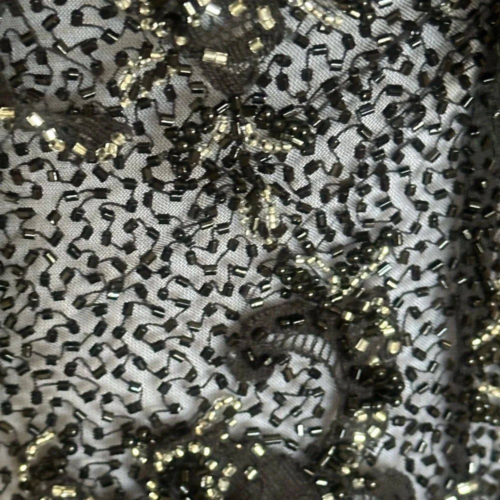 STEPHEN YEARICK Black 100% Silk Beaded Halter Gown Dress Size 6 Couture Pageant - Picture 11 of 17